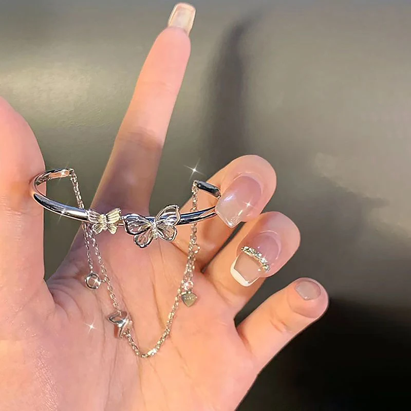 الحلو شرابة فراشة سوار للنساء الفتيات Ins نمط تصميم صغير نصف سوار نصف سلسلة الإسورة مجوهرات حفلات الزفاف