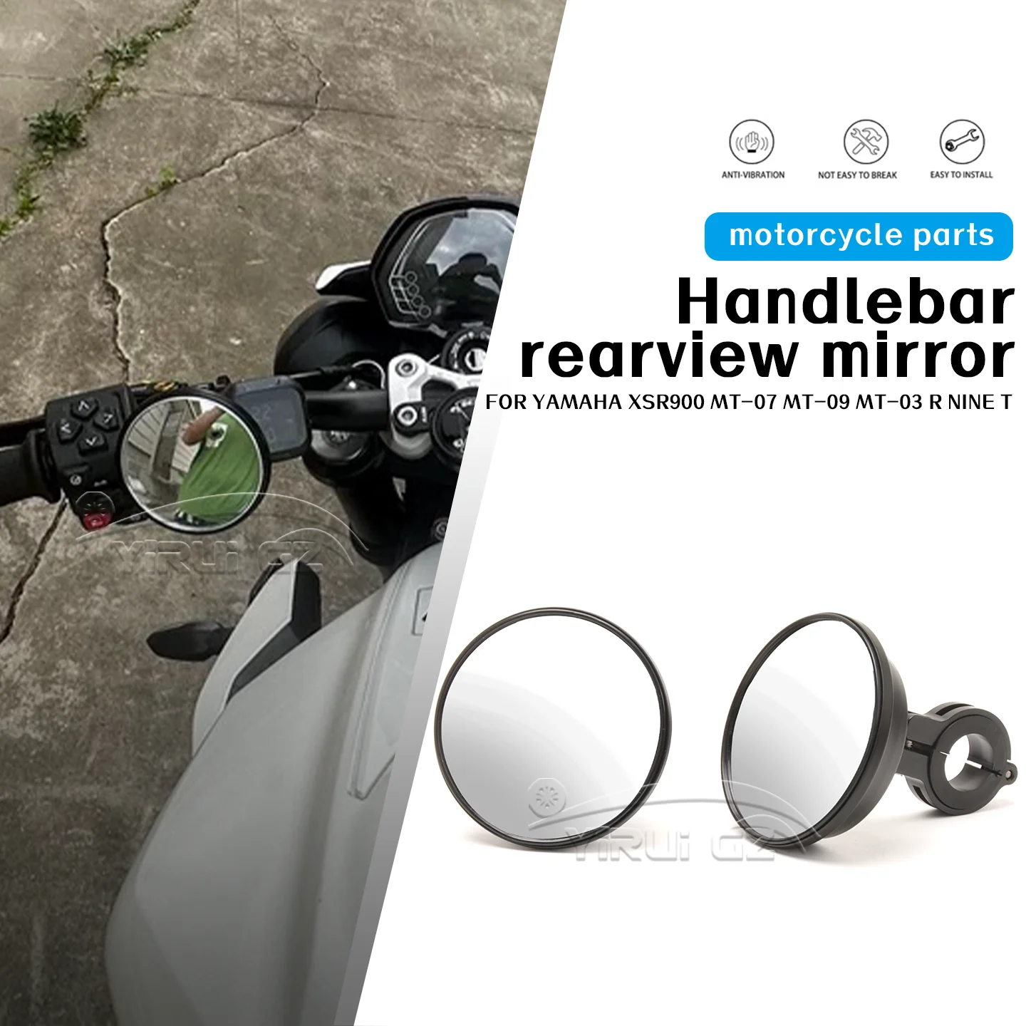 

Для Yamaha xsr900 MT-07 MT-09 MT-03R NINE T MT-07 MT-09 мотоциклетная слепая зона вспомогательный ретровизор Espelhos de grande angularpara