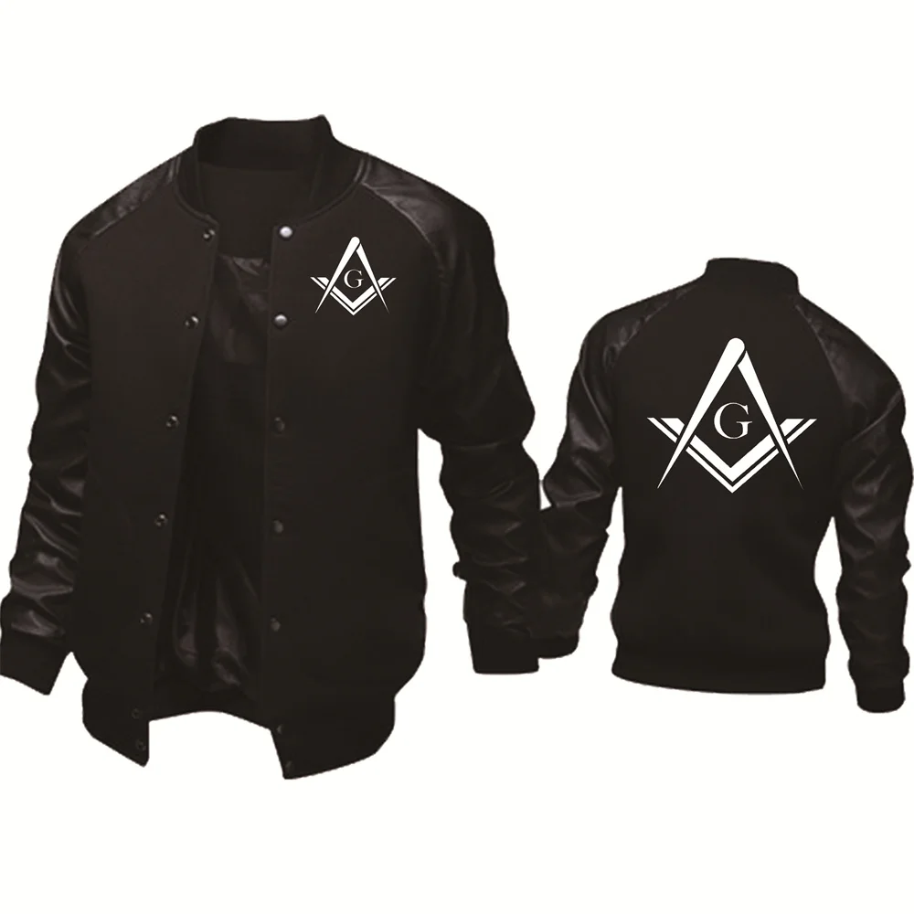 Spring Autumn Men\'s Jacket Mason Freemasonry Print Splicing Sportswear High Quality Fashion Men\'s Baseball Uniform Men\'s top