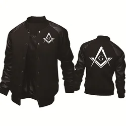 Spring Autumn Men's Jacket Mason Freemasonry Print Splicing Sportswear High Quality Fashion Men's Baseball Uniform Men's top