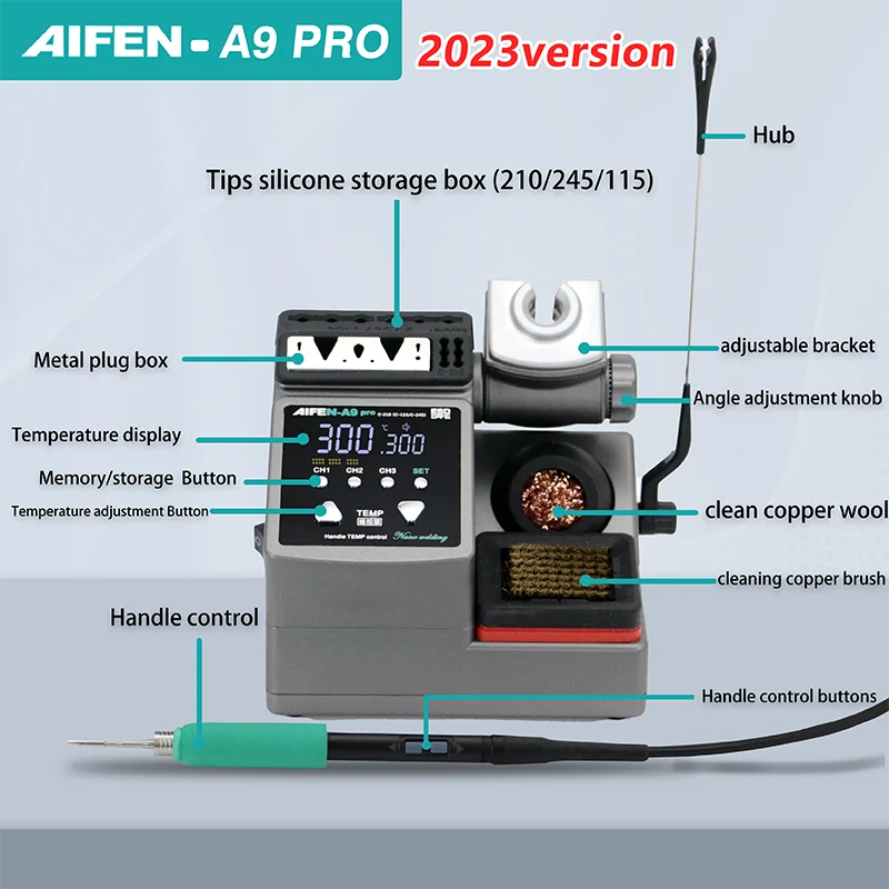 AIFEN-A9PRO Soldering Station Compati Soldering Iron Tips C210/C245/C115 Handle Lead-free Electronic Welding Rework Station
