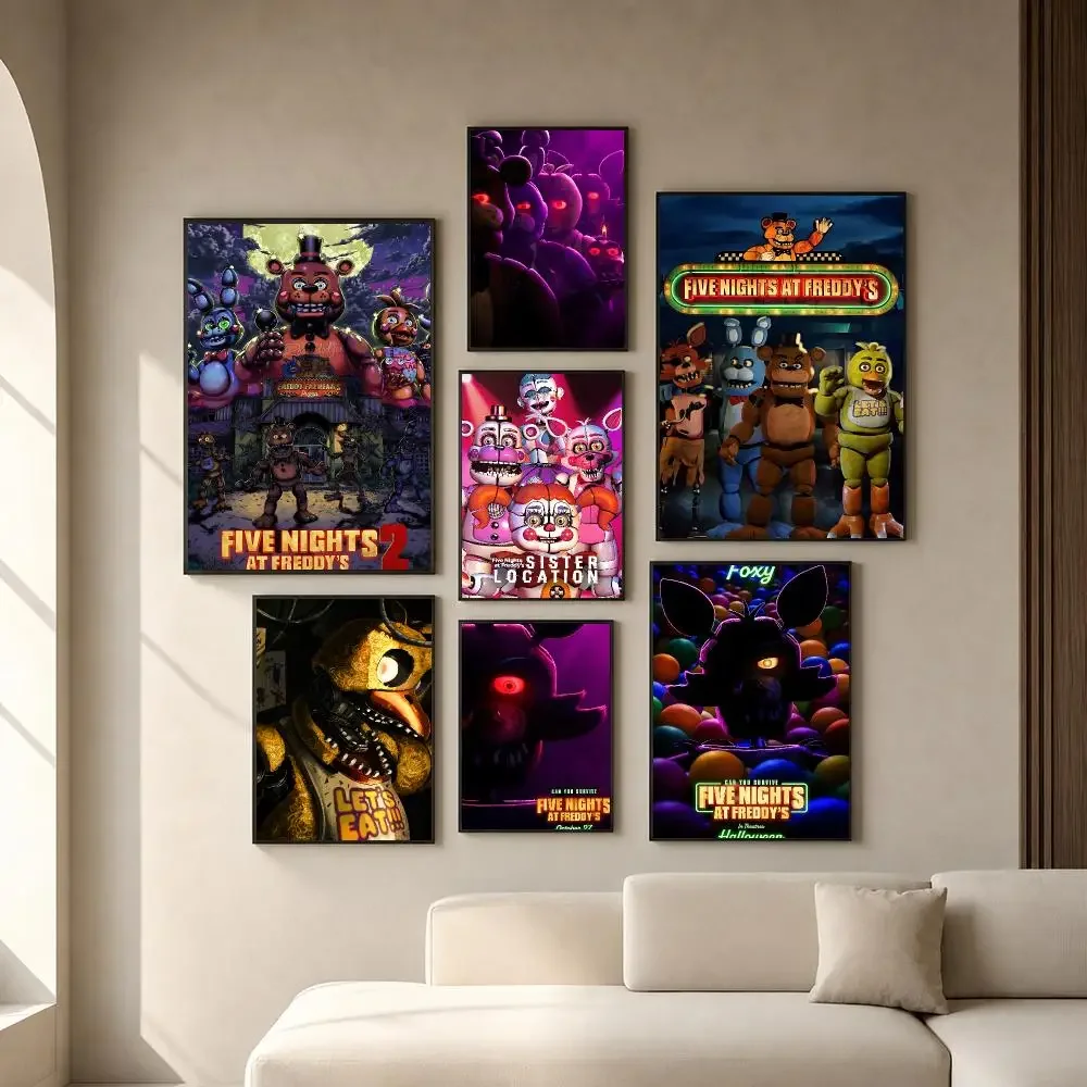 Game F-Five Nights at Freddy's Poster PP Self-Adhesive Removable HD Waterproof Wall art Suitable Bedrooms Living Rooms Gifts