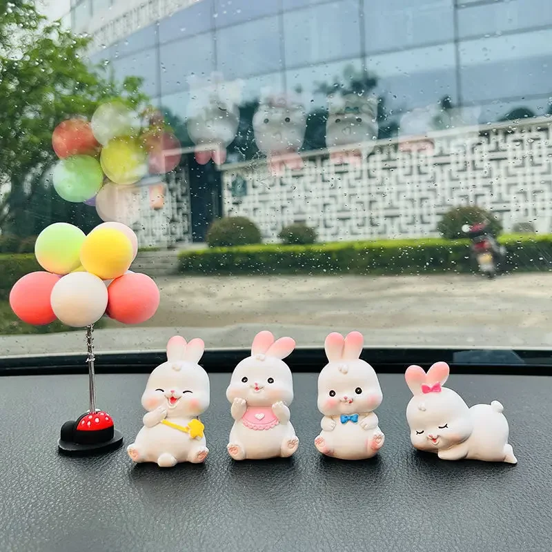 

Cute Rabbit Car Anime Decoration Decoration Accessories Automobile Mini Figures Q Version Model Gift Interior Auto Accessories