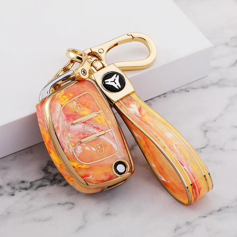 Emerald Texture Car Key Box Cover Protection For Hyundai Tucson Creta ix25 ix35 ix45 Santa Fe Verna Mistra Elantra Accessories