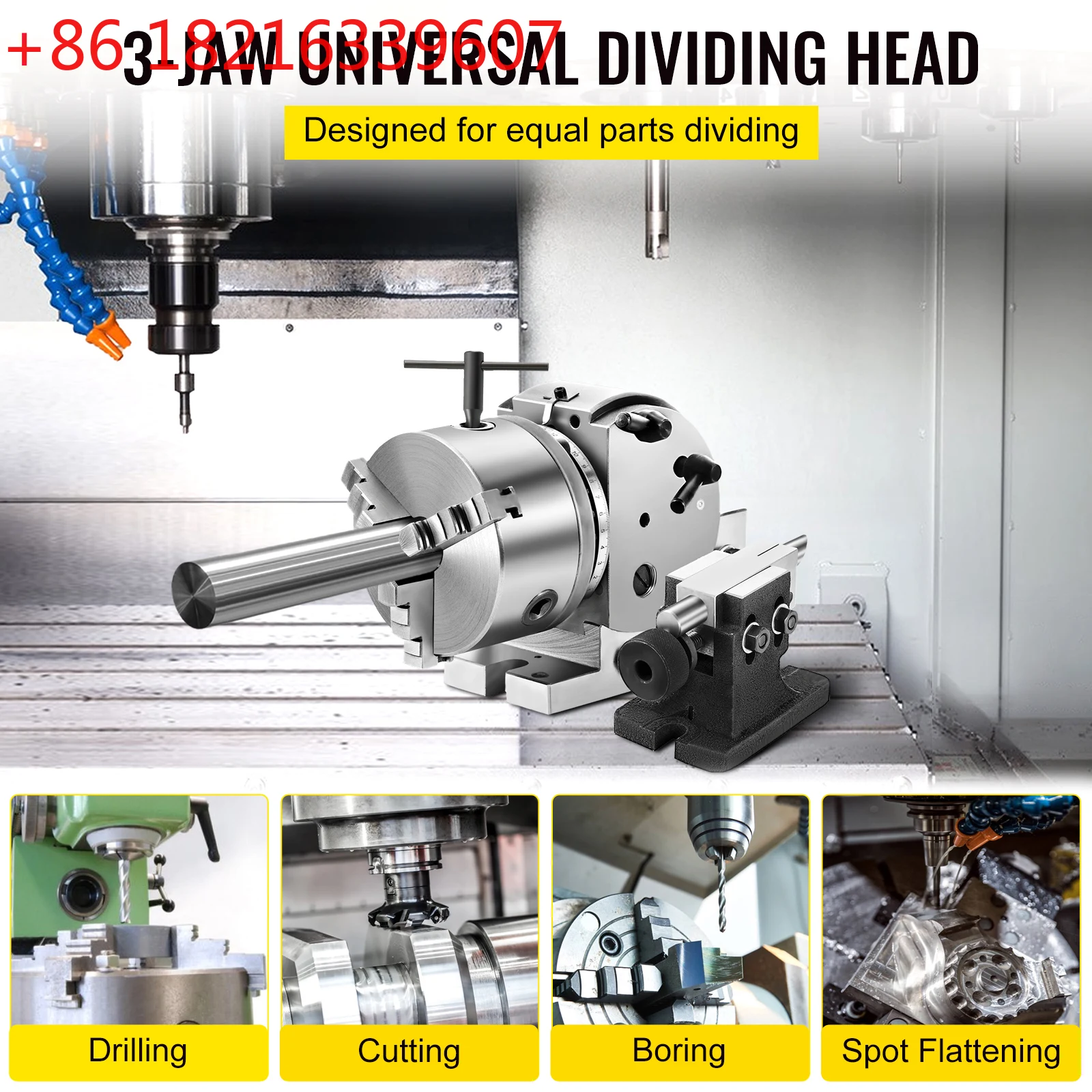 TAO  Dividing Head 5Inch 3 Jaw Precision Semi Universal Dividing Head for Milling Machine Rotary Table Tailstock Milling Set