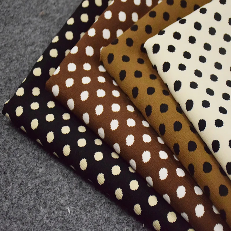 Small Polka Dot Printed Stretch Twill Suede Fabric Autumn and Winter Dress Pants Jacket per Half Meter