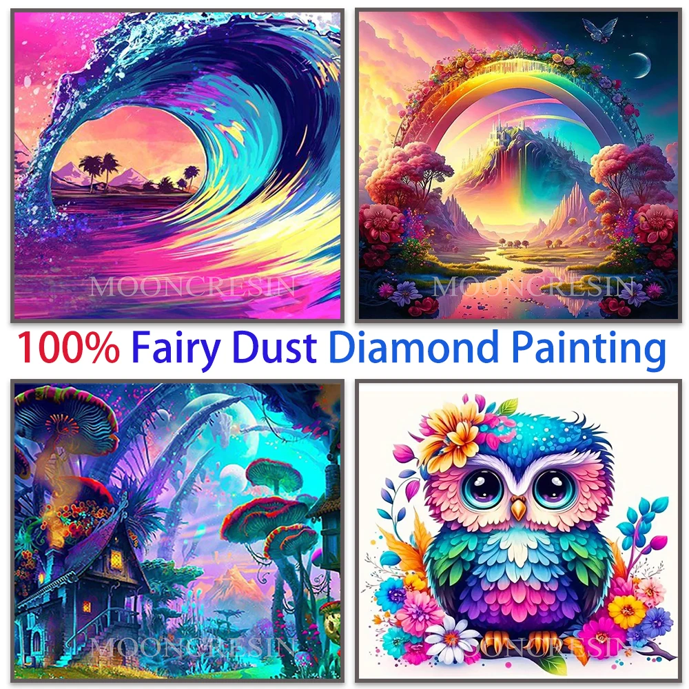 Scenery Animal 100% Fairy Dust Square Diy Diamond Painting Cross Stitch Embroidery Mosaic Home Decor Picture Rhinestones Crystal