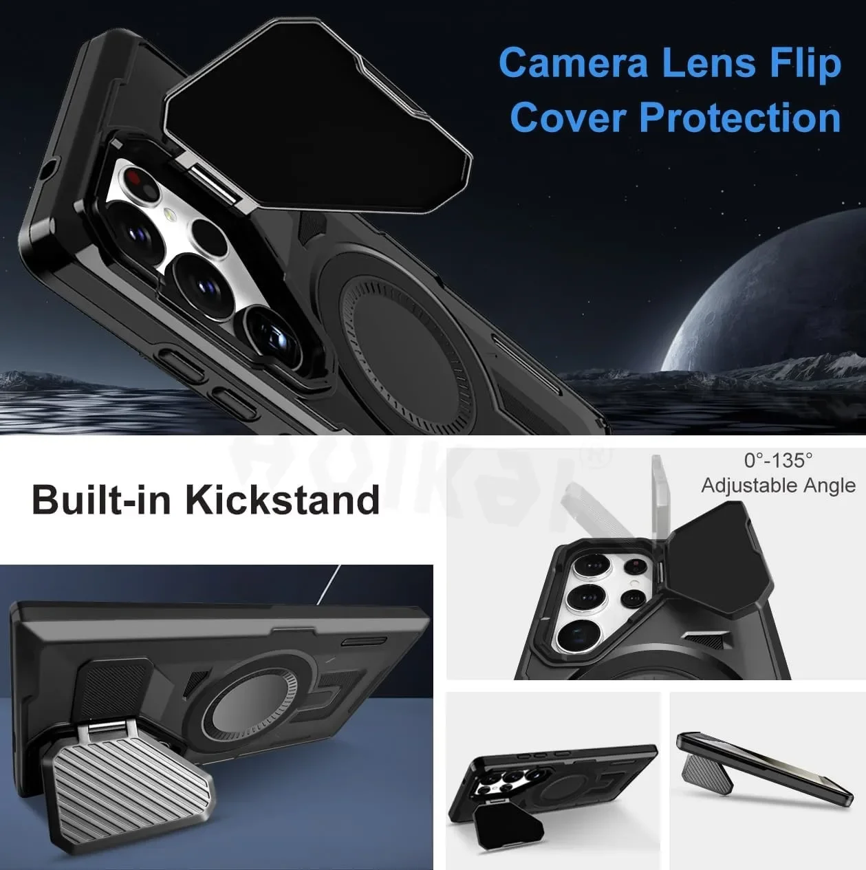 Case For Samsung Galaxy S26 Ultra S25 Ultra S24 A16 A55 A35 Magnetic MagSafe Rotatable Stand Holder Protection Kickstand Covers