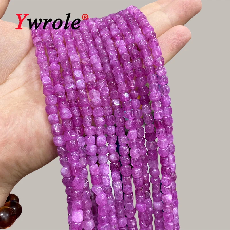 6x6mm 8x8mm Natural Stone Square Dark Rose Red Chalcedony Loose Spacer Beads for Jewelry Making Diy Bracelet Accessories