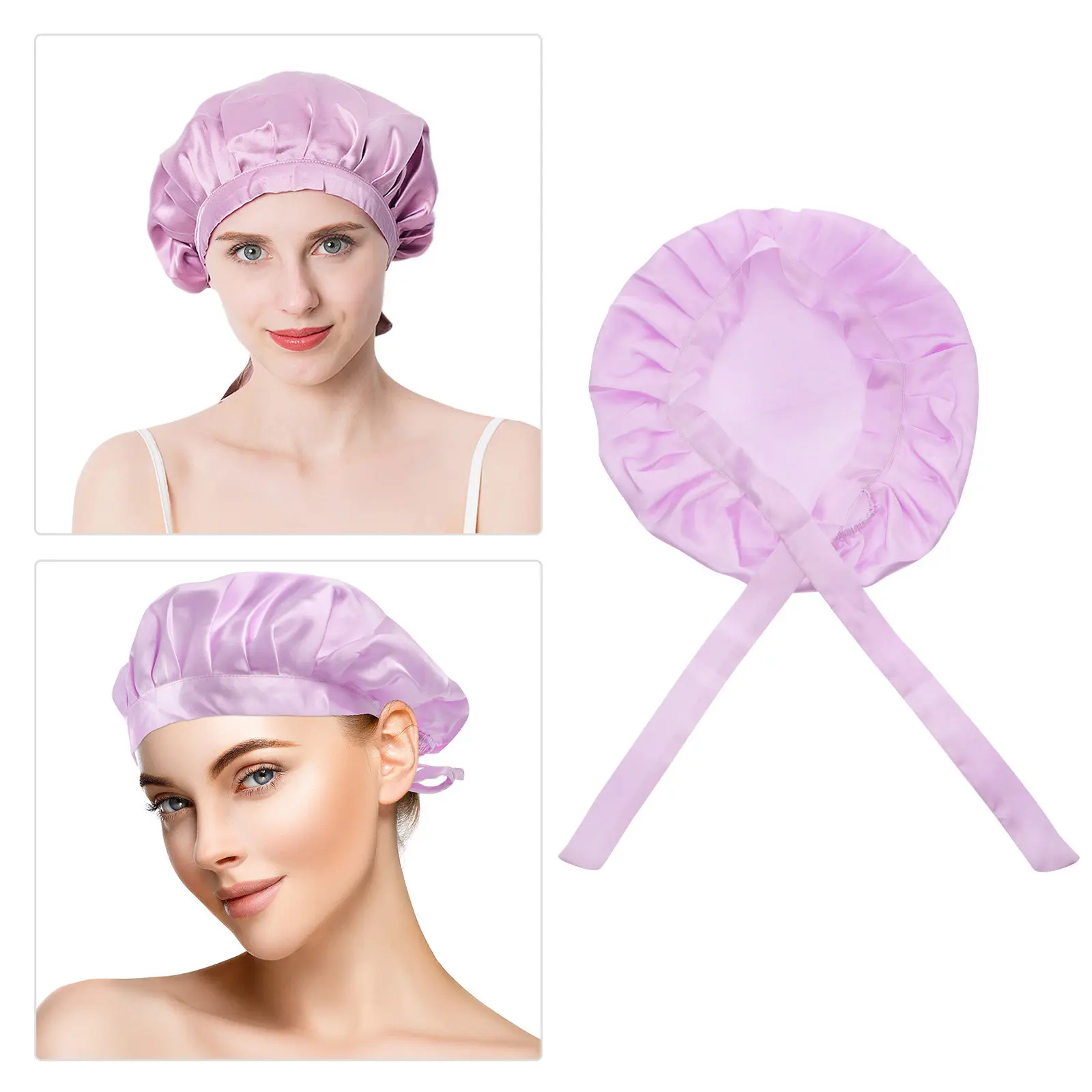 

1Pcs Adjustable Silk Sleeping Cap Elastic Night Sleep Hat Hair Care Sleep Head Cover for Women Chemotherapy
