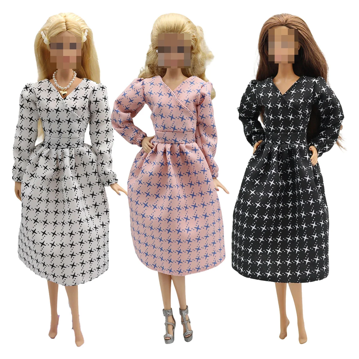 New 30cm 1/6 Star Print Long Dress Daily Wear Accessories for Barbies Doll