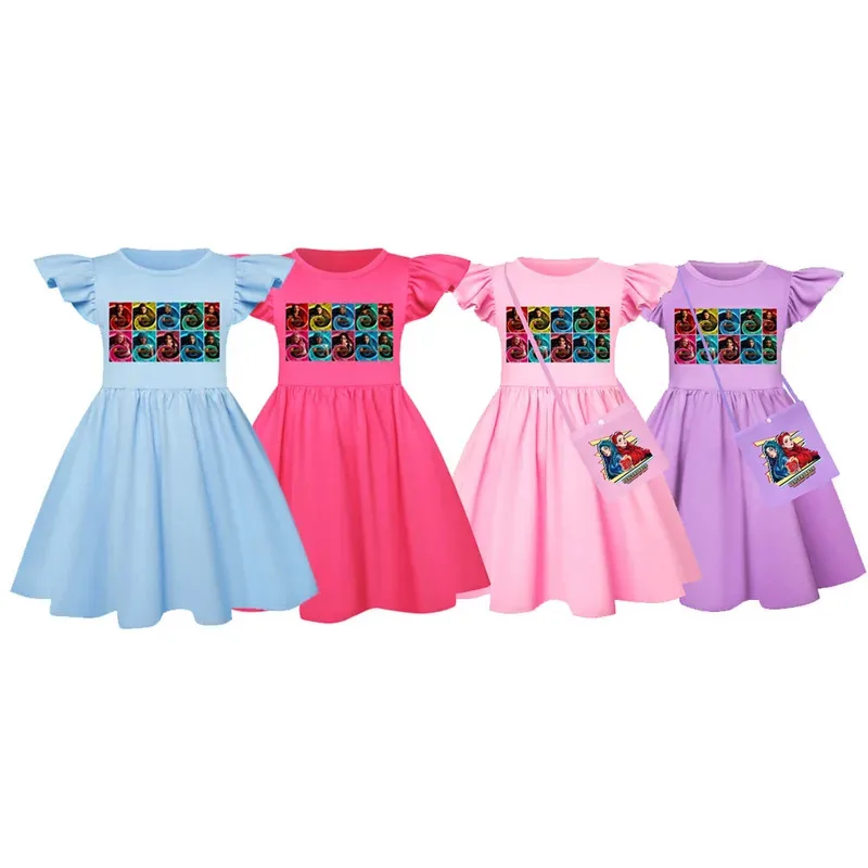 DDescendientes The Rise of Red vestido niña disfraz fiesta de cumpleaños traje informal Cosplay vestido de manga voladora princesa para niños