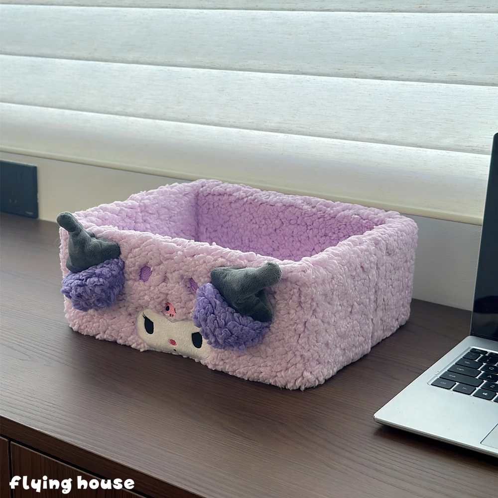 Sanrio Hello Kitty plush storage box Pochacco My Melody Kuromi office desktop clutter sorting box student stationery storage box