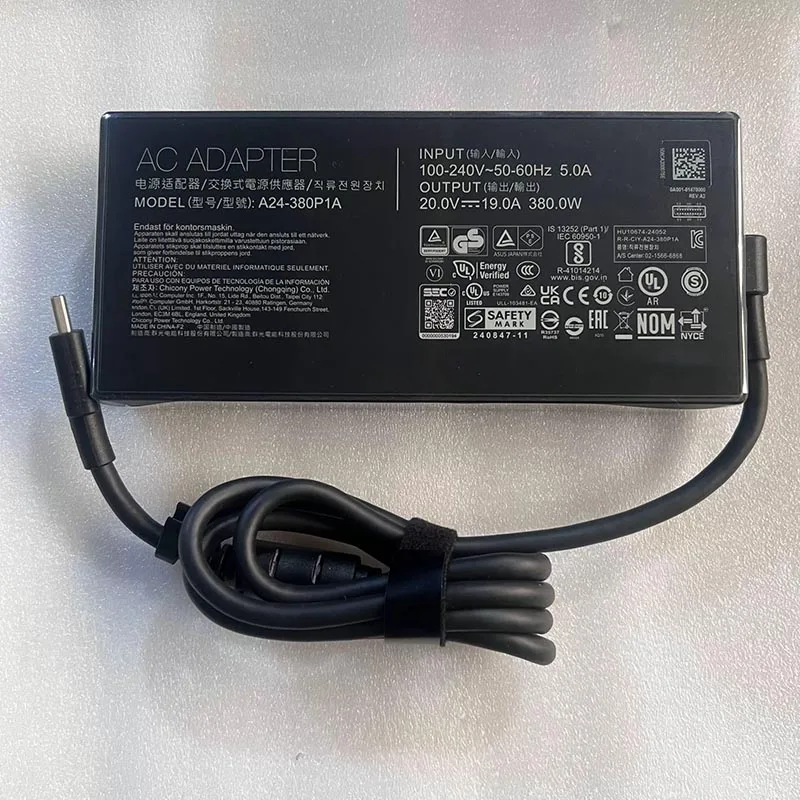 Original A24-380P1A ADP-380AB B 20V 19A 380W AC Adapter For ASUS ROG Strix SCAR 18 G835LX G835LW 16 G635LX G635LW Laptop Charger