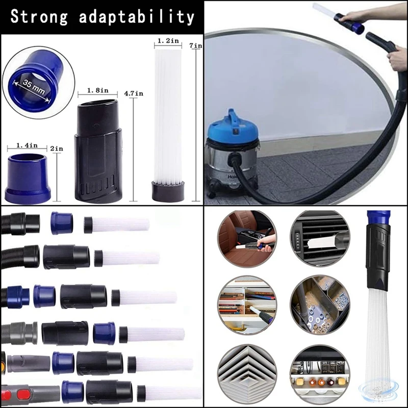 8 шт., универсальный пластиковый адаптер для пылесоса, 1-1/4 дюйма