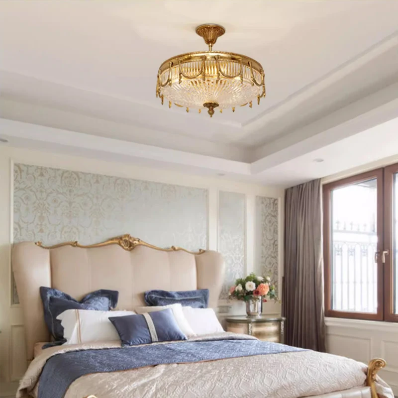 Neoclassical Design Lighting Victorian Ceiling Lamp Luxury Classical Brass Glass Ceiling Lights