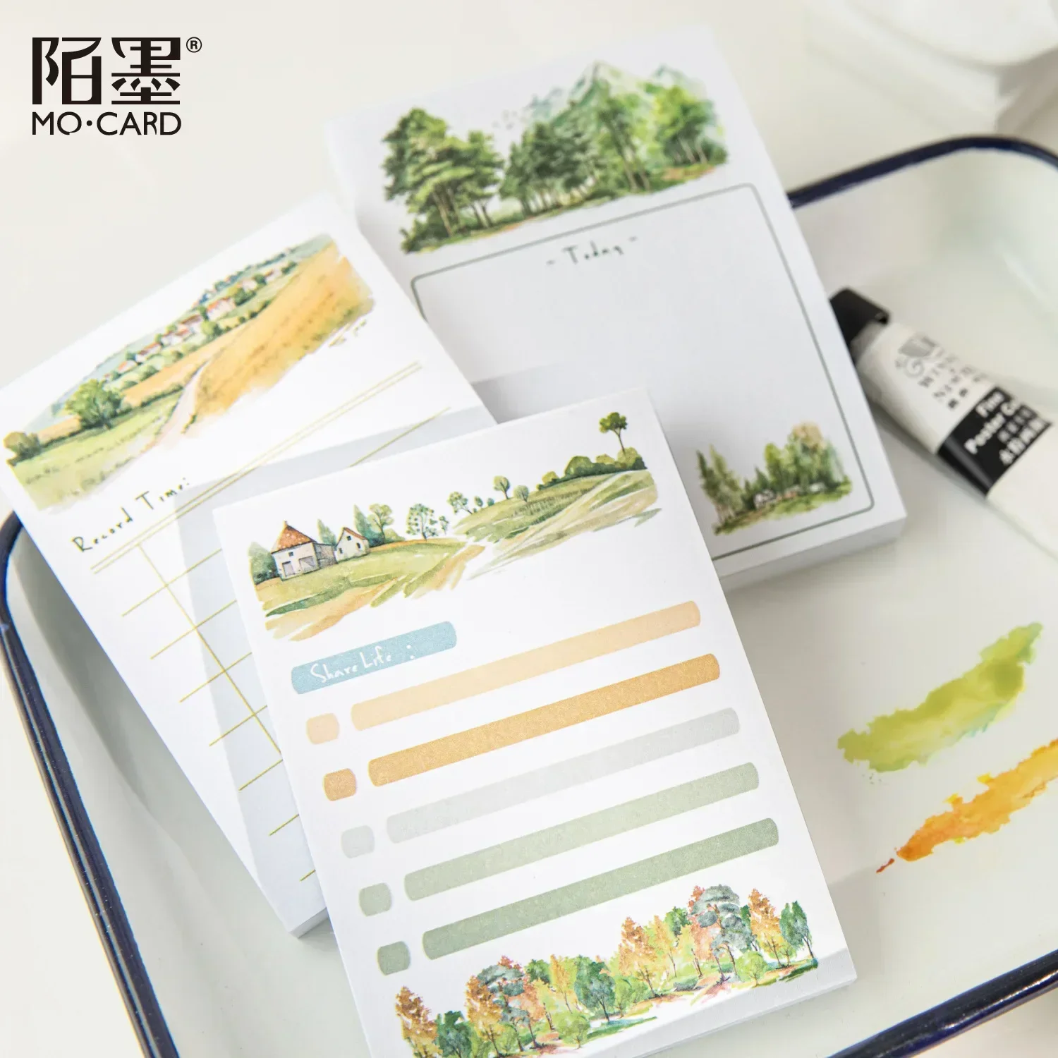 80pcs White Kraft Paper Note Book Forest Diary Series Hand Account Collage Base Memo Message Recording Paper