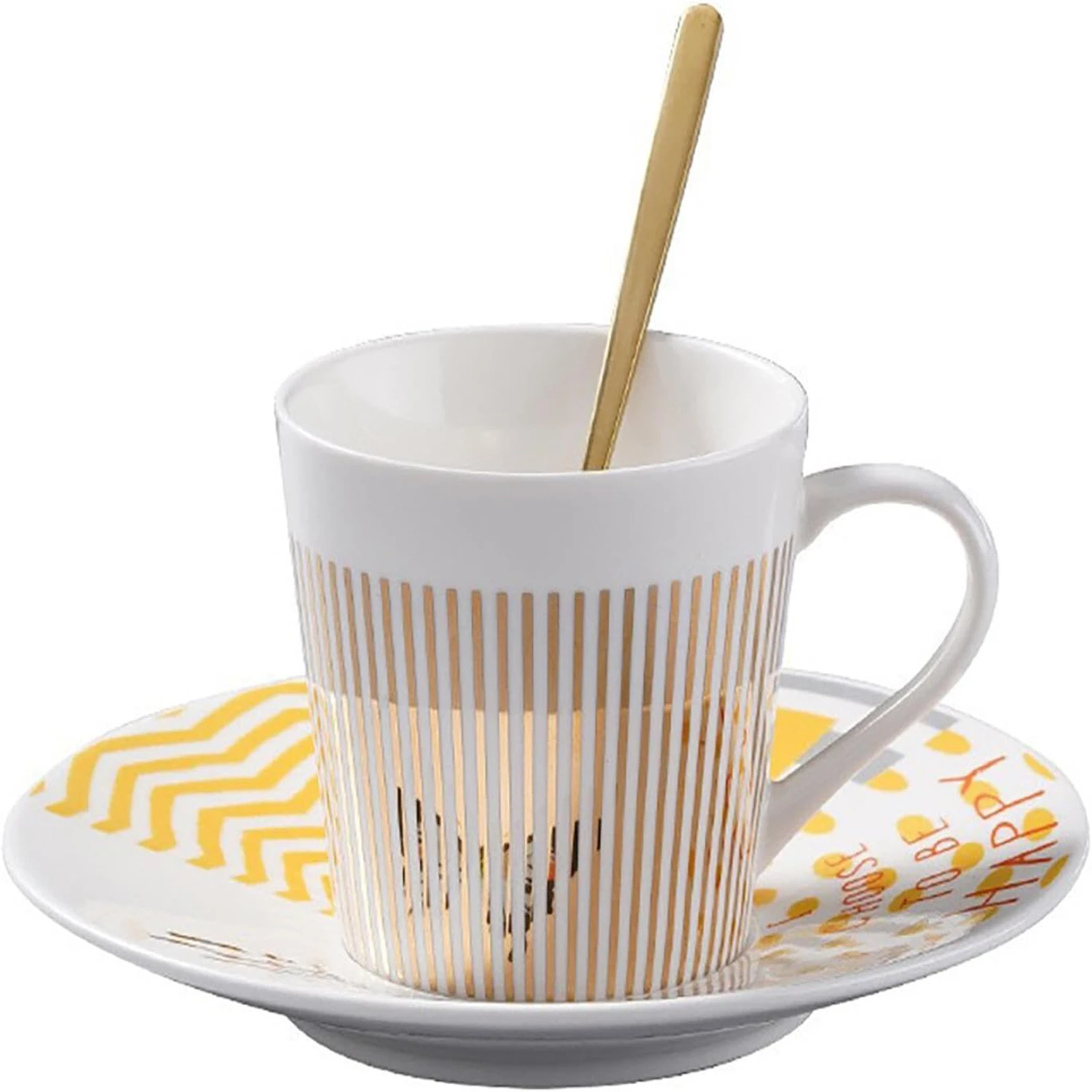 

Dynamic Reflection 8.5oz Tea Cups and Saucers Set - Ceramic Coffee Cups, Perfect for Coffee, Milk, Tea, Juice - Unique Dynamic H