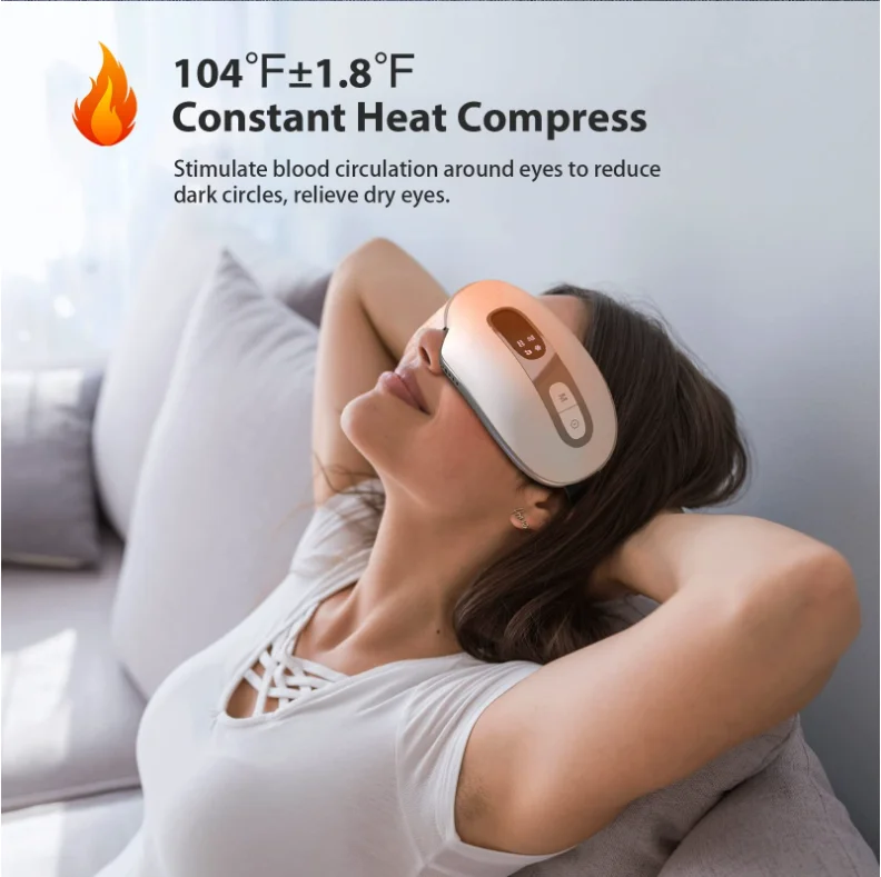 Most Popular Smart Hot & Cold Eye Massager, Rechargeable Battery, Music & Light Therapy for Dark Circles & Migraines Relief