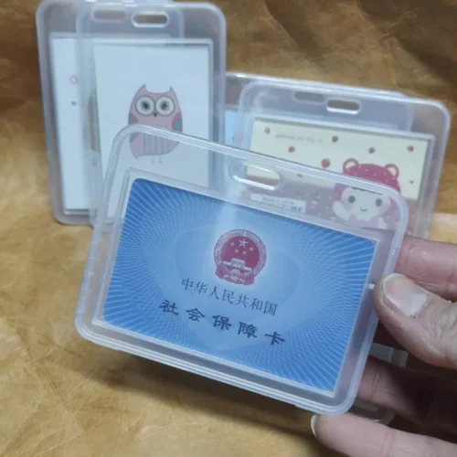 Imagen 2 del producto Funda protectora transparente para tarjeta de crédito, funda para tarjeta de crédito, identificación IC, soporte para insignia, cordón para tarjeta de trabajo