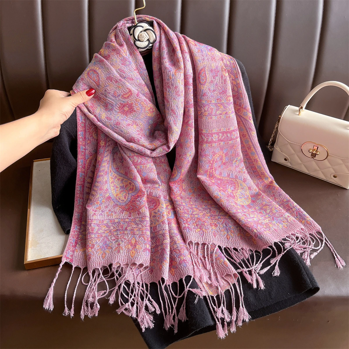 Luxus Winter Schal Frauen Kaschmir Warme Pashmina Marke Foulard Weibliche Schals Wraps Dicke Weiche Bufanda Poncho Schals Stola 2025 – Detail 7