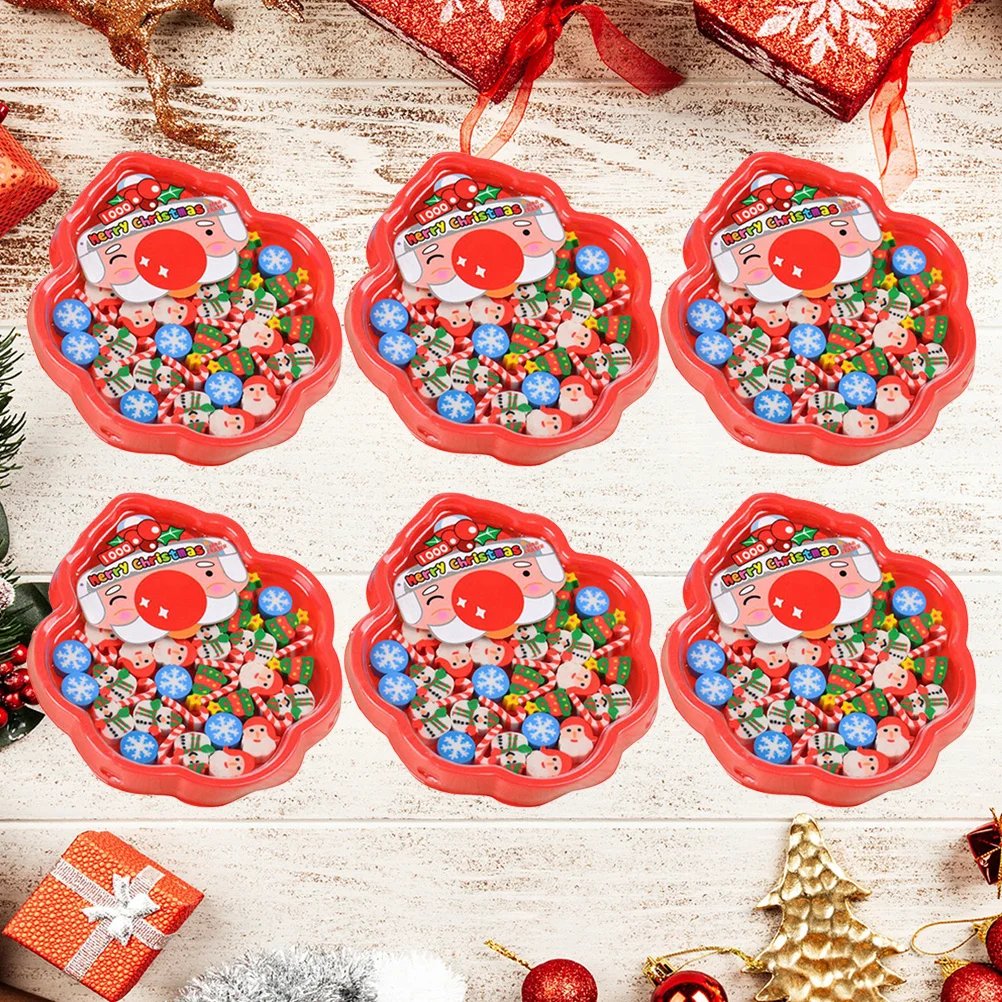 

6Pcs Christmas Erasers Santa Claus Snowman Shaped Favors School Office Supplies Kids Gifts Pencil Erasers