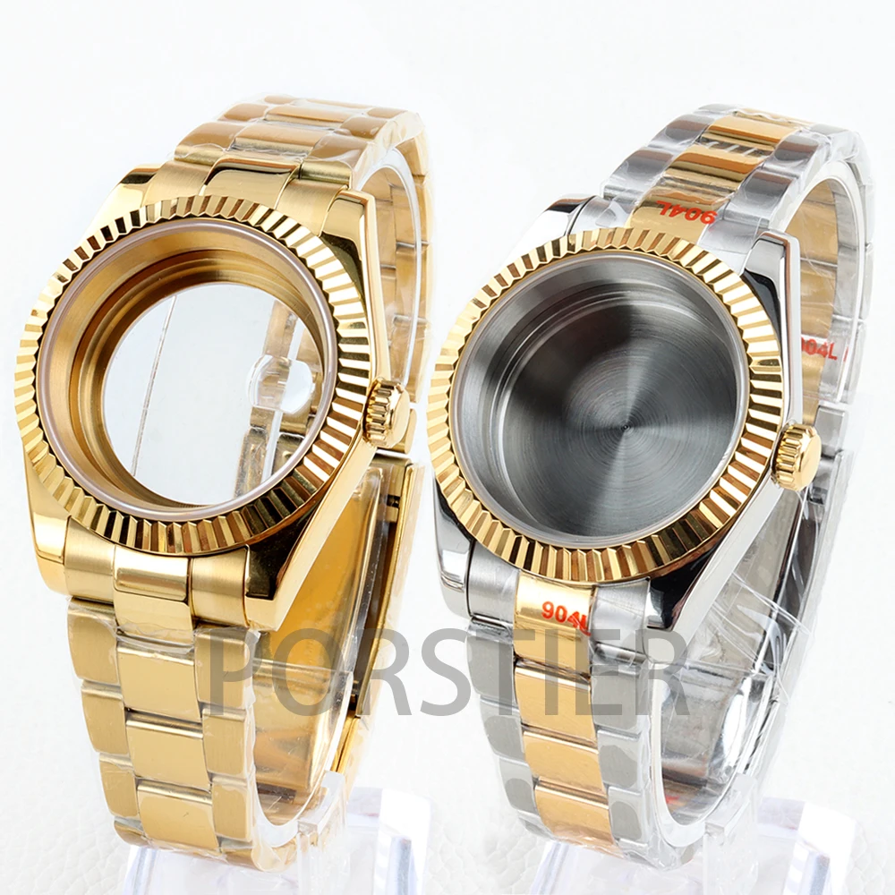 

36/39mm NH35 Watch Case Sapphire Glass Waterproof 20mm Oyster Polished Strap for NH35 NH36 Movement Datejust 28.5mm Dial Part