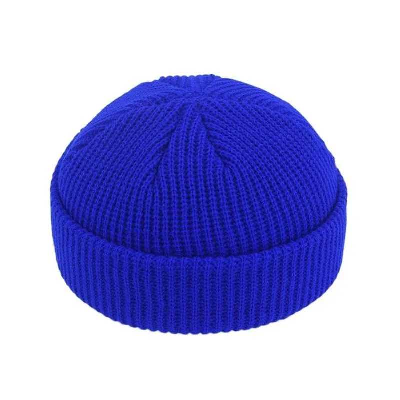 Knitted Beanie Hat Unisex Cap Fashion Hip-hop Cuffed Short Cap Bonnet Warm Ribbed Fisherman Hat