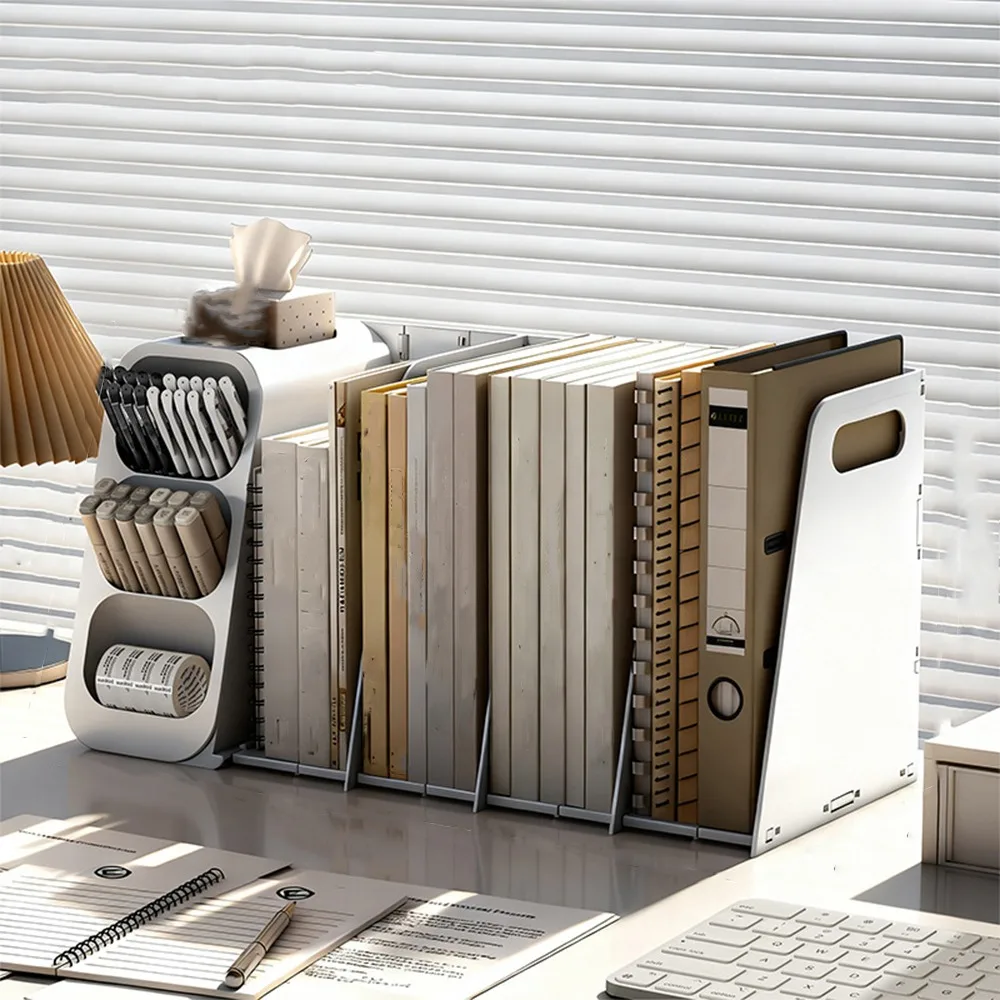 foldable-student-book-shelf-large-capacity-multifunctional-desktop-storage-box-save-space-multi-compartments-file-holder