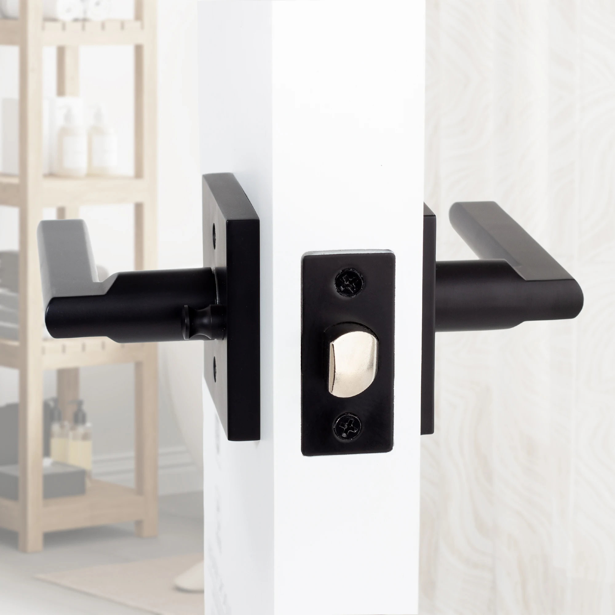 

Сверхмощные черные квадратные замки для внутренней дверной ручки с сердечником/защелкой, набор рычагов безопасности для домашнего конфиденциальности, для спальни, ванной комнаты