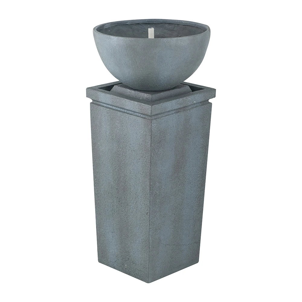 

Polyresin Gray Zen Bowl Water Fountain Outdoor Bird Feeder Bath Fountains, Relaxing Water Feature for Garden Lawn Backyard Porch