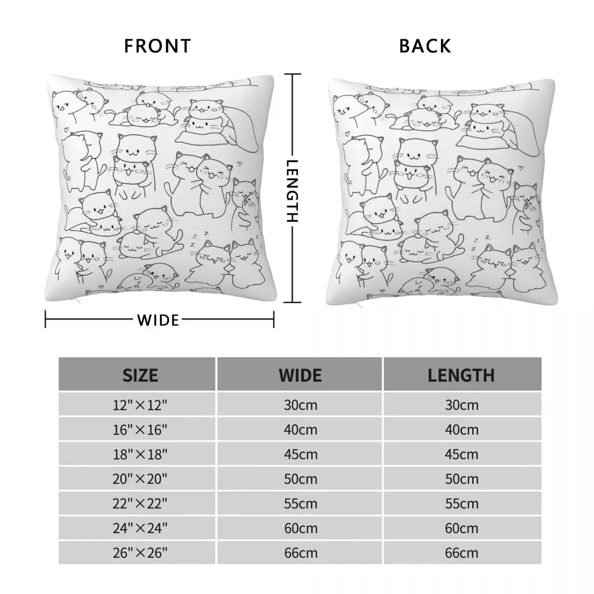 Couple Of Kittens Square Pillowcase Polyester Linen Velvet Printed Zip Decorative Throw Pillow Case Sofa Cushion Case