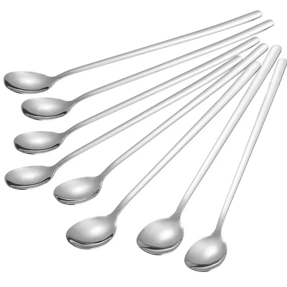 8/12 Piece Ice Cream Spoon Stainless Steel Iced Tea Spoons for Mixing Cocktail Stirring Tea Coffee Milkshake Cold Drink