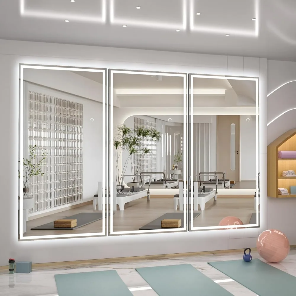 Full Length Mirror with Lights,Tempered Lighted Floor Standing LED Mirror Full Length, Full Body Mirror with Dimming