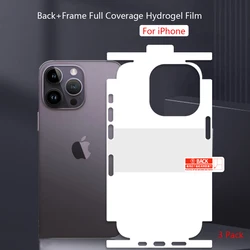 3Pcs Back+Frame Full Coverage Hydrogel Film For iPhone 16 Pro Max 15 Plus 14 Pro Rear Cover Side Protector Film With Fix Tools