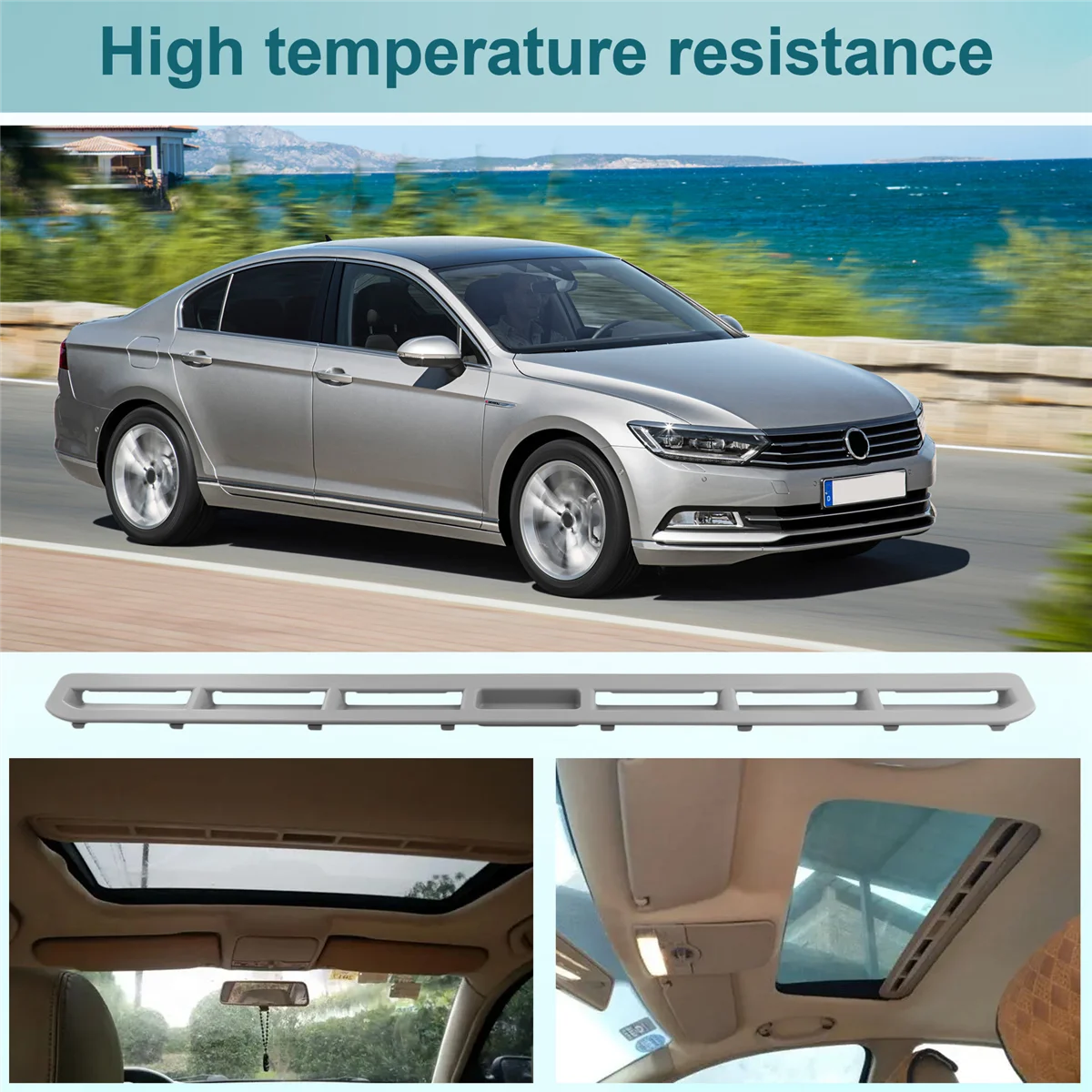 # 69A 自動車部品 & アクセサリー、サンルーフ サンシェード ハンドル クラスプ フォルクスワーゲン ニューパサート グレー、グレー