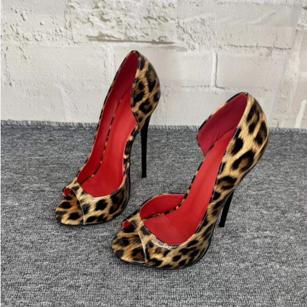 14/16cm Sexy High Heels, Lackleder Peeptoe Damenpumps, Modische mittelhohe Sandalen, Schwarz, Anpassbare Farben