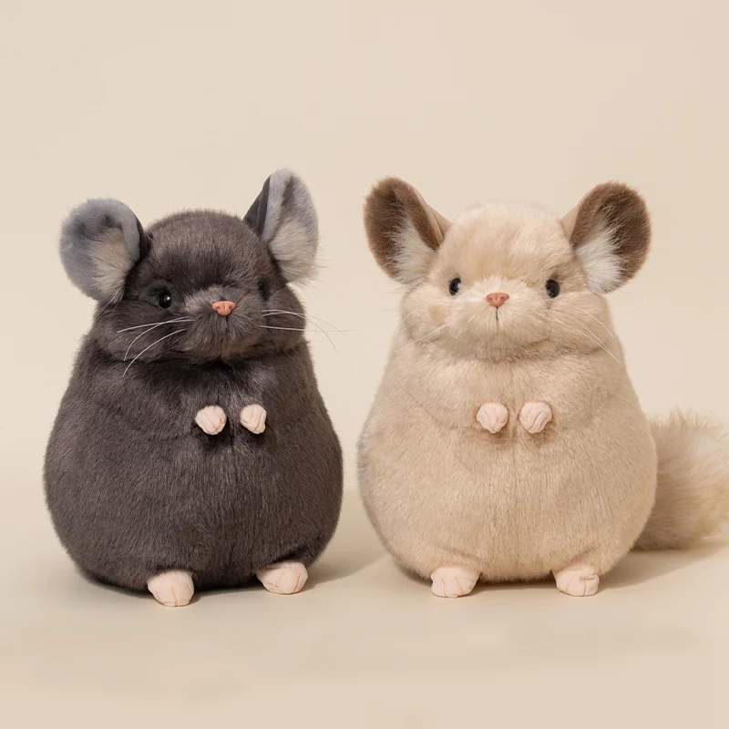 32cm Kawaii Chinchilla Plush Doll Soft Stuffed Toy Light Coffee Dark Gray White Throw Pillow Decompress Aniaml for Comfort And F