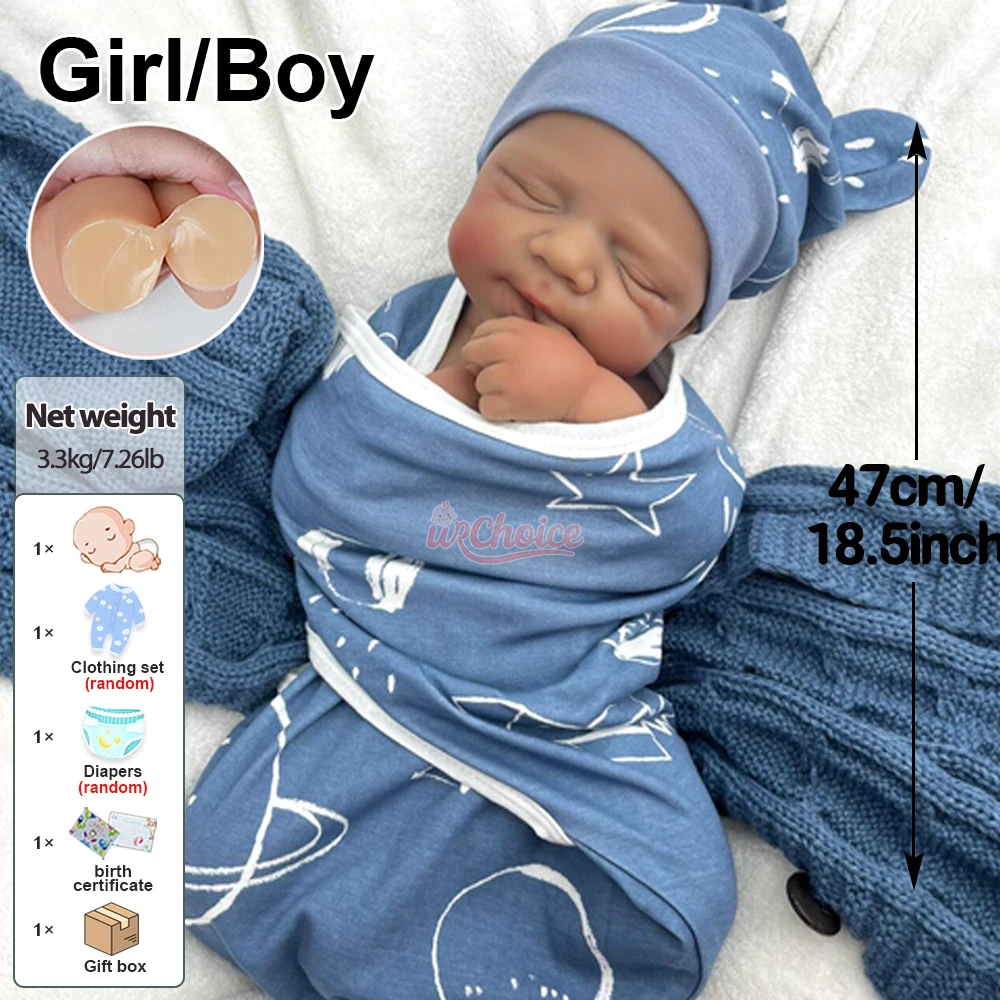 Artista pintado a mano 19 pulgadas Pascale silicona renacido bebé niña/niño realista 3D piel suave toque muñeca lavable para coleccionistas