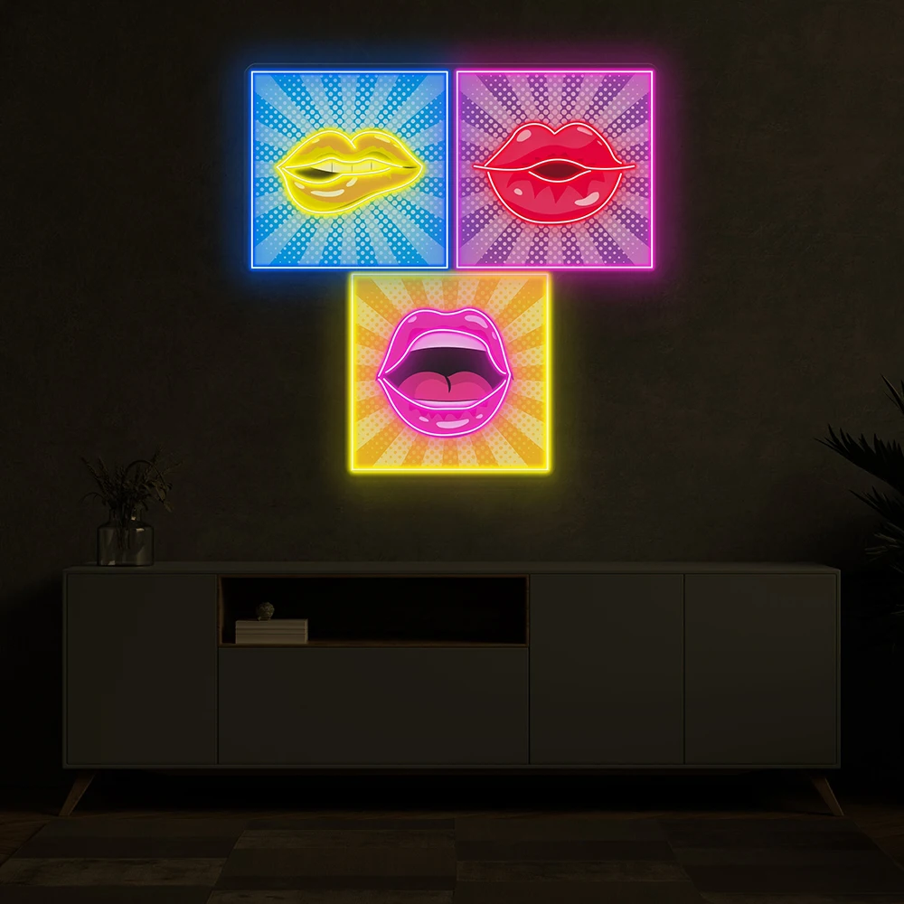 

Lip Frame Led Neon Acrylic Artwork Custom Living Room Bedroom Decor Neon Home Office Room Wall Decoration Night Lights