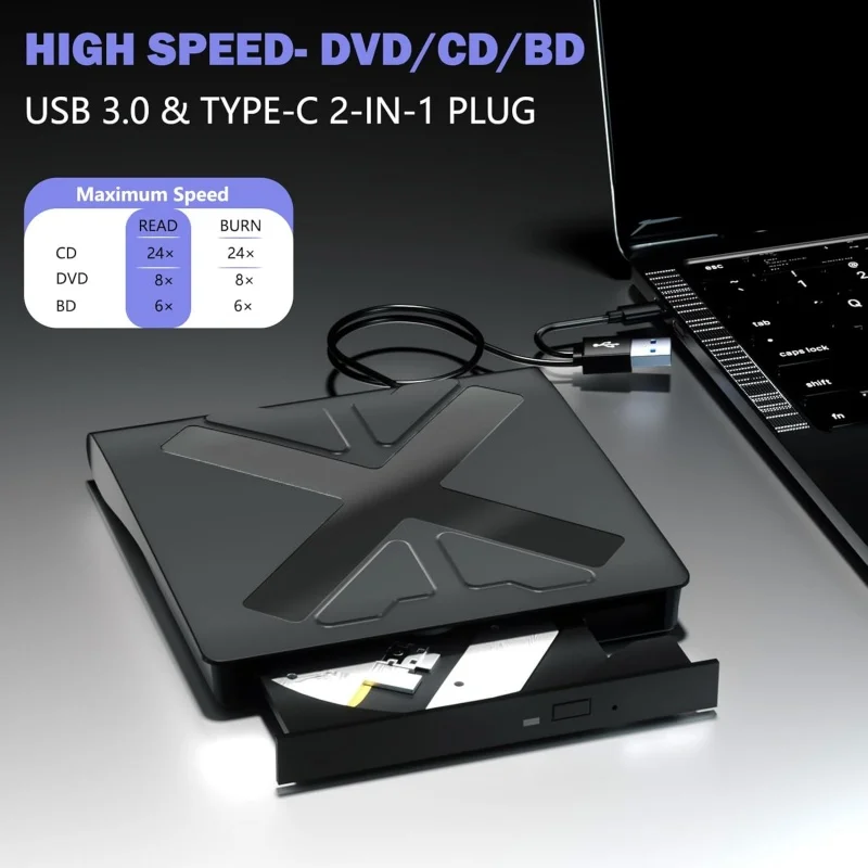 

USB 3.0 Type-c Bluray Внешний оптический привод DVD RW Интерфейс 2 в 1, тонкий DVD-диск, записывающее устройство, записывающее устройство, считыватель, плеер, ПК, настольный компьютер