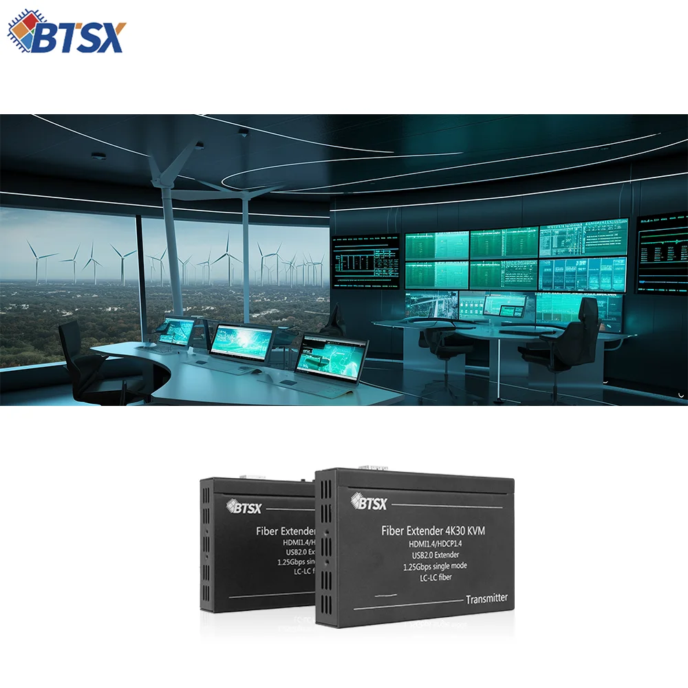 Bitvisus Zero-Latency 4K KVM Fiber Extender IP 30KM Single-Mode Fiber Transmission for Theme Parks,Exhibition Halls & Gymnasiums