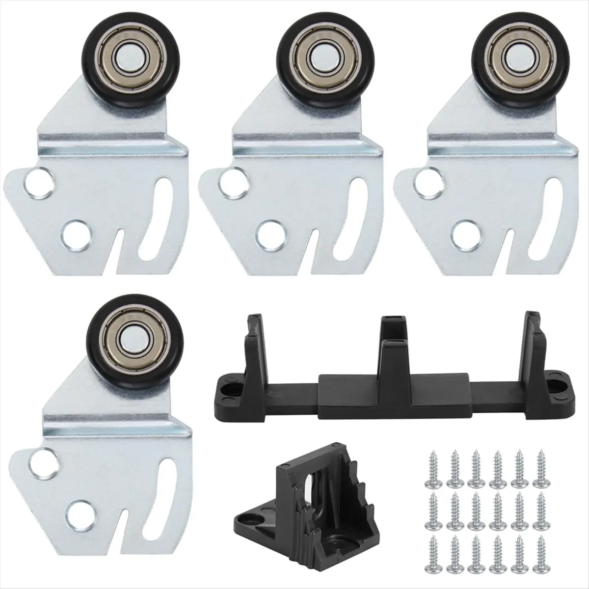 ABNQ Sliding Closet Door Roller Kit - Top Hung Door Replacement Hardware with 1-Inch Convex Ball Bearing Wheels