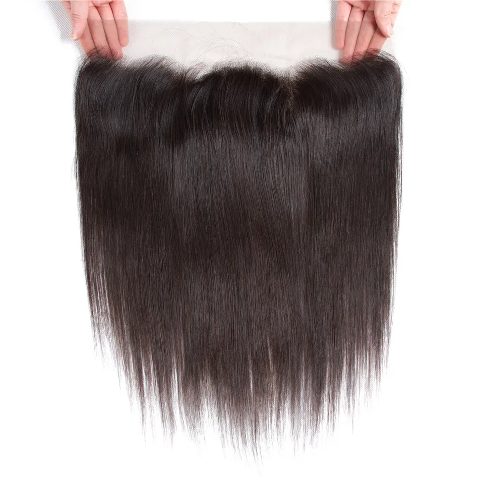 Rechte Human Hair Bundels Met 13X4 Transparant Lace Frontale Braziliaanse Weving 3 Bundels Met Sluiting Voor Vrouwen Extensions