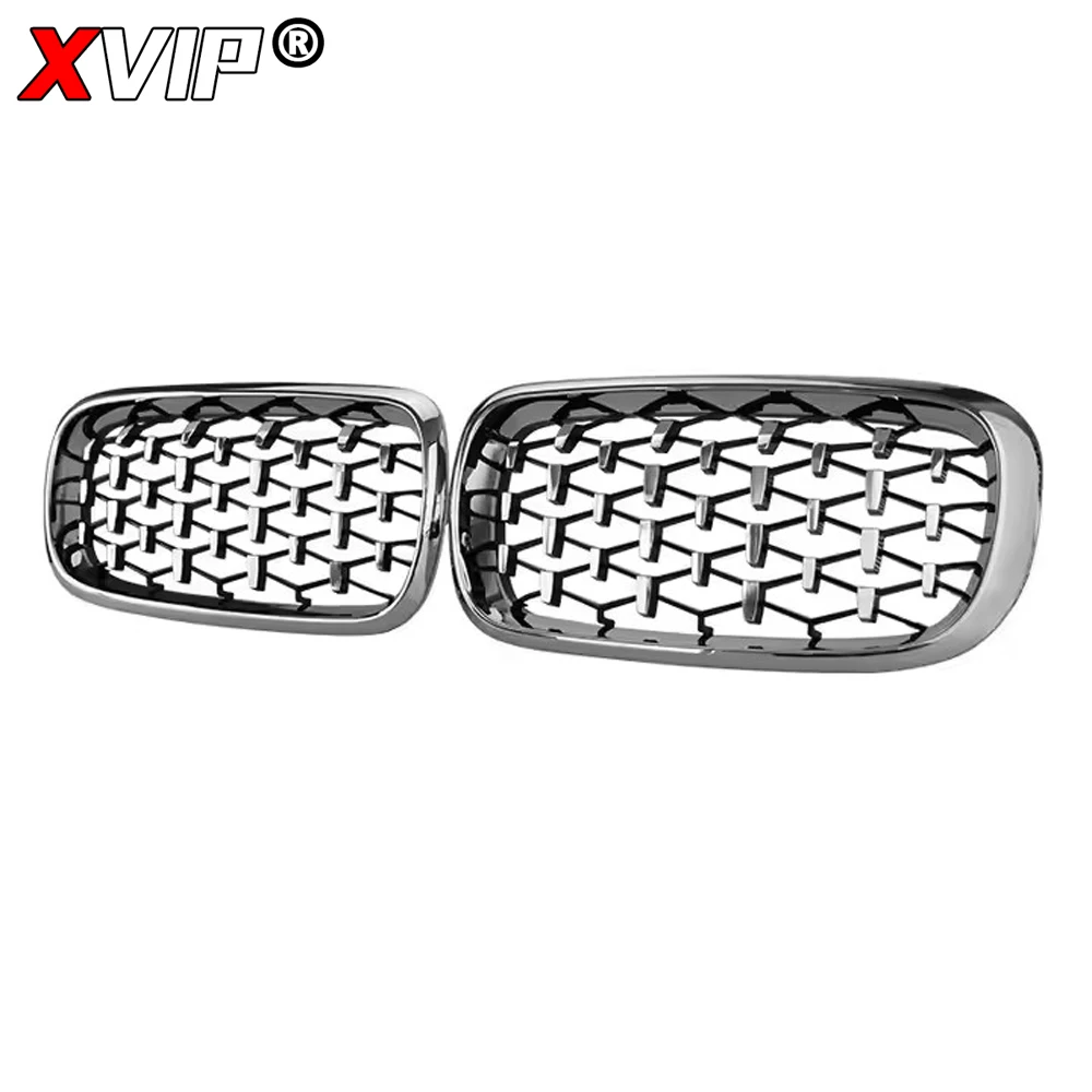 XVIP Chrome Silver Front Bumper Racing Grille For BMW X5 F15 X6 F16 2014-2019  Diamonds Style Chrome Black Upper Racing Grills