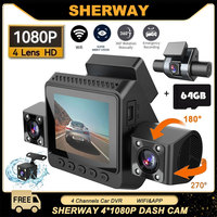 4 Channel Wifi Dash Cam FHD 4*1080P Car DVR 360° All Sides Driving Camera 4-Lens Front Left Right Rear Loop Recording Dashcam