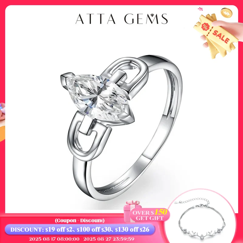 

ATTAGEMS Luxurly Marquise Cut 9*4.5mm Moissanite Ring for Women Men Solid 18k 14k 10k White Gold Engegament Rings Fine Jewelry