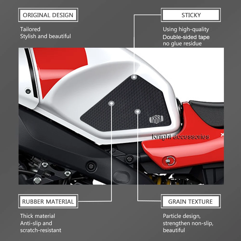 For XSR900 XSR 900 xsr900 2022 -2024 2025 Motorcycle Accessories Anti-Slip Fuel Tank Side Stickers Waterproof Pad Rubber Sticker
