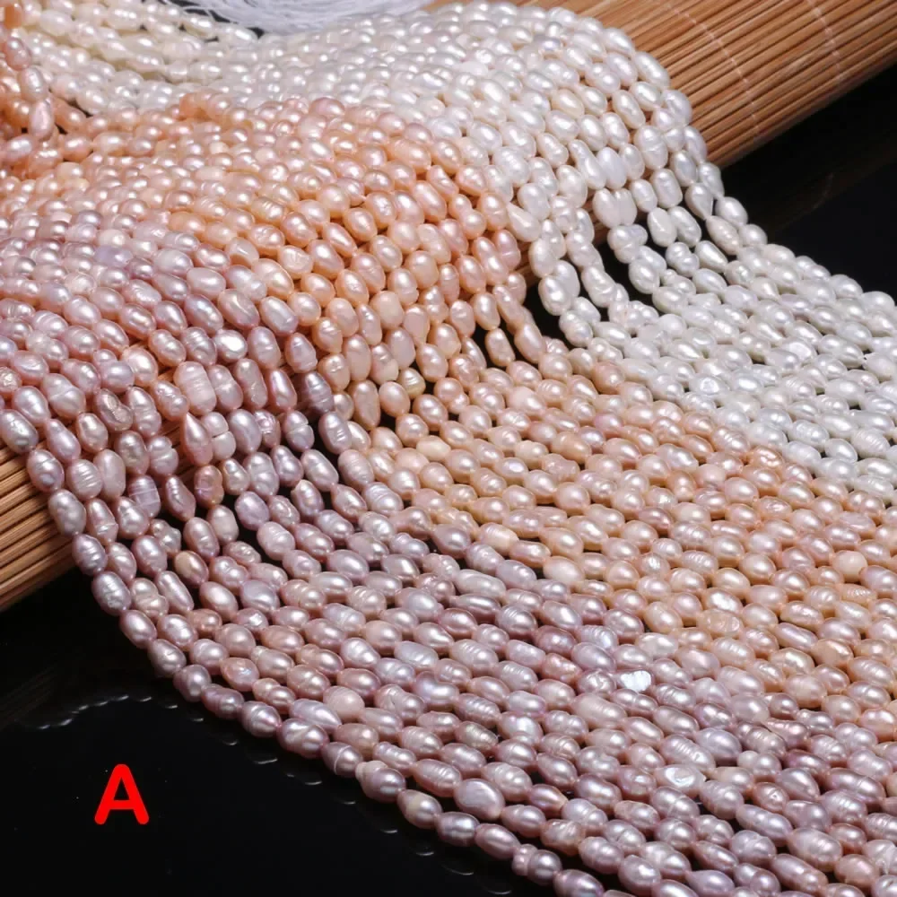 

A Natural Freshwater Pearl Bead High Quality Rice Shape Punch Loose Bead Gift for Make Jewelry DIY Bracelet Necklace Accessories