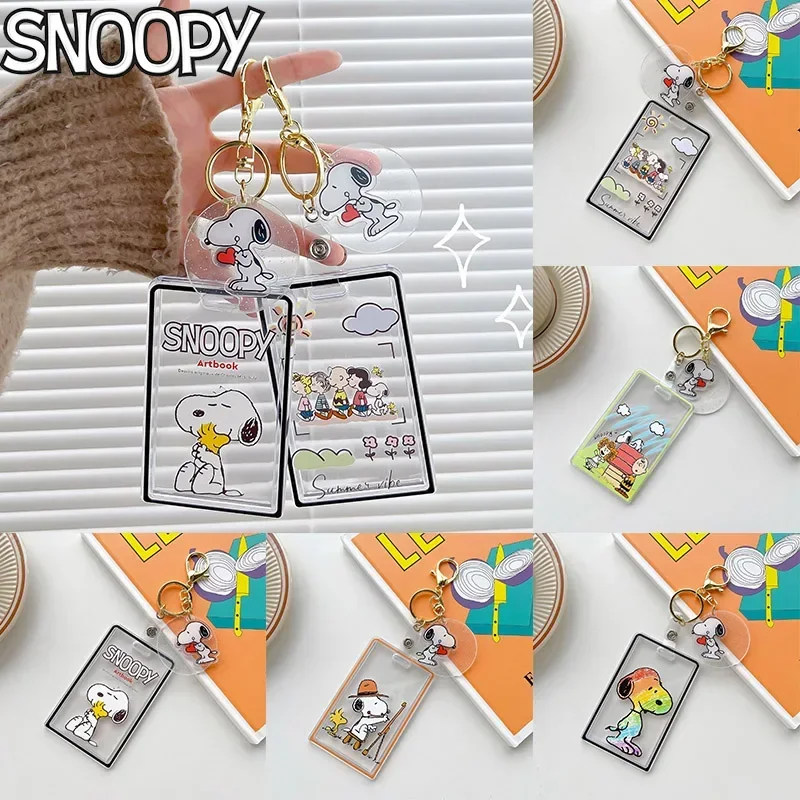Snoopy affaires porte-carte de crédit étudiant dessin animé mignon porte-badge porte-cartes porte-carte d'identité bancaire Bus carte housse porte-clés accrocher